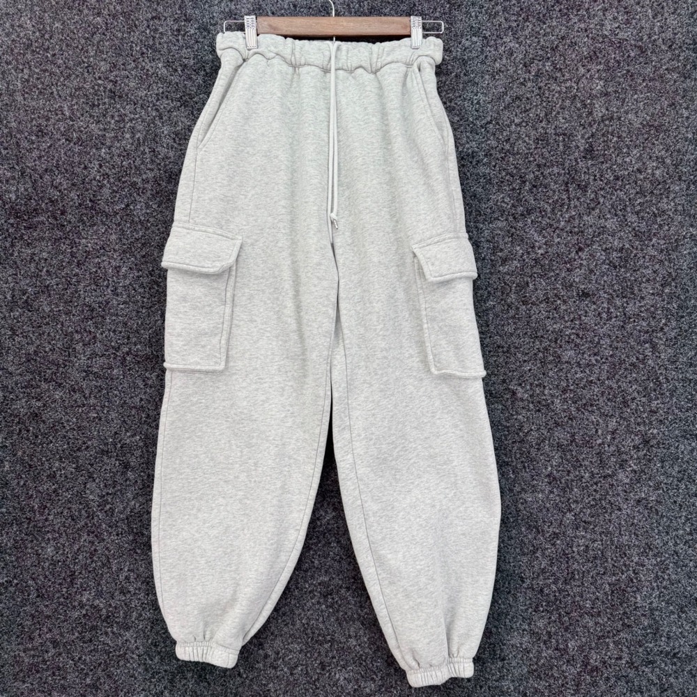 Abercrombie & Fitch Gray Cargo Sweatpants Joggers XS High Rise Fleece Utility